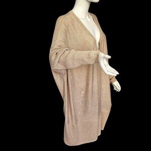 H by Halston V Neck Drop Shoulder Sweater Beige Knit Long Slv Womens Plus 1X 2X